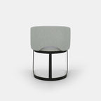 Chaise de salle à manger Mezzaluna avec dossier rembourré et piètement en métal