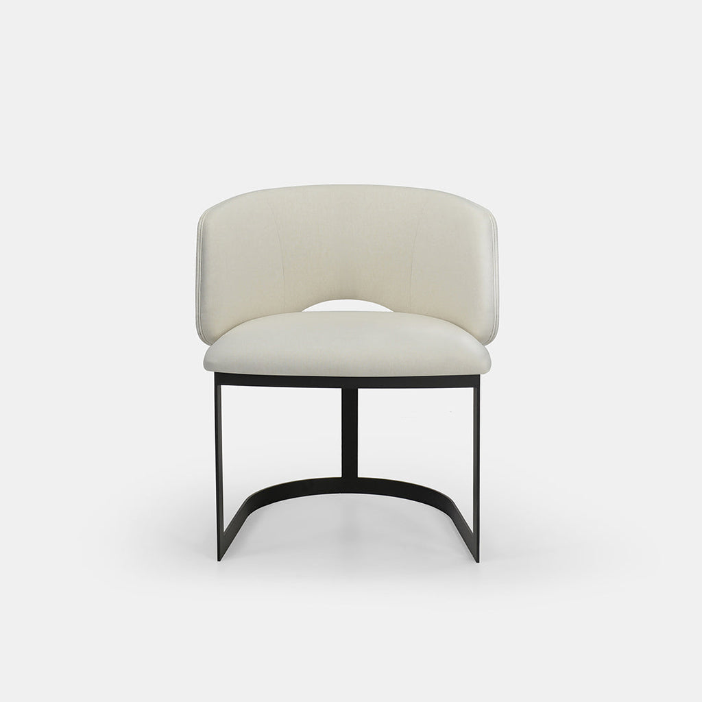 Chaise de salle à manger Mezzaluna avec dossier rembourré et piètement en métal